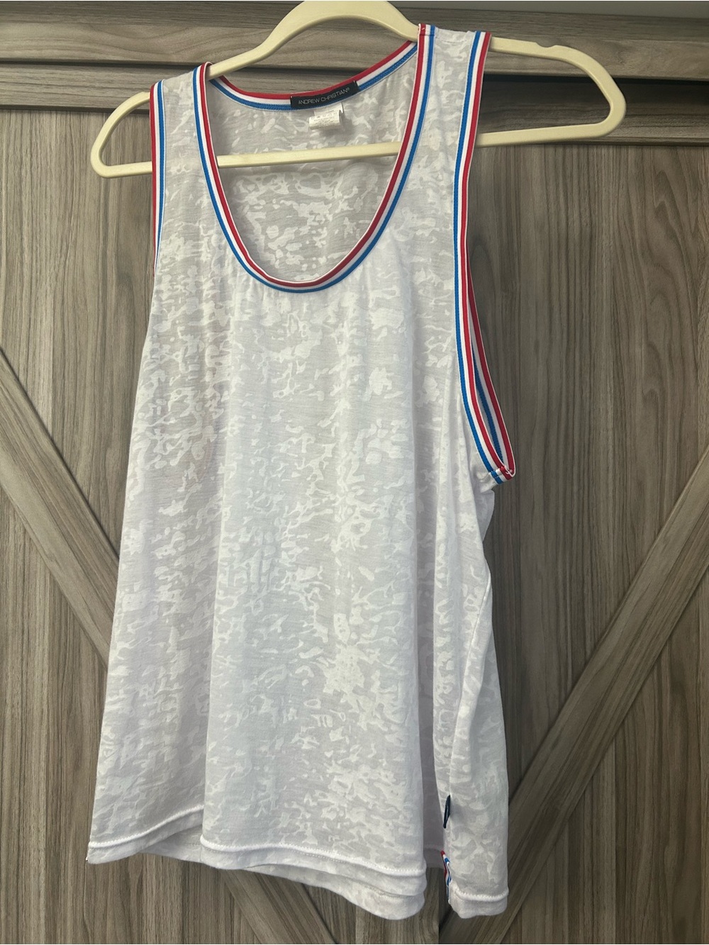 Andrew Christian White Tank with Red & Blue Trim